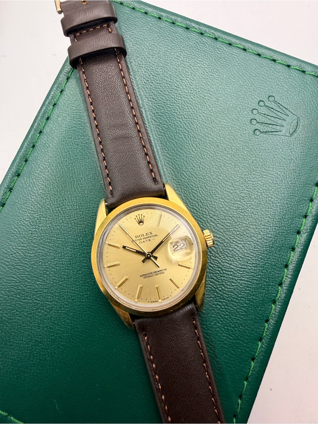Rolex GoldTone Mens Date Watch With Champagne Dial